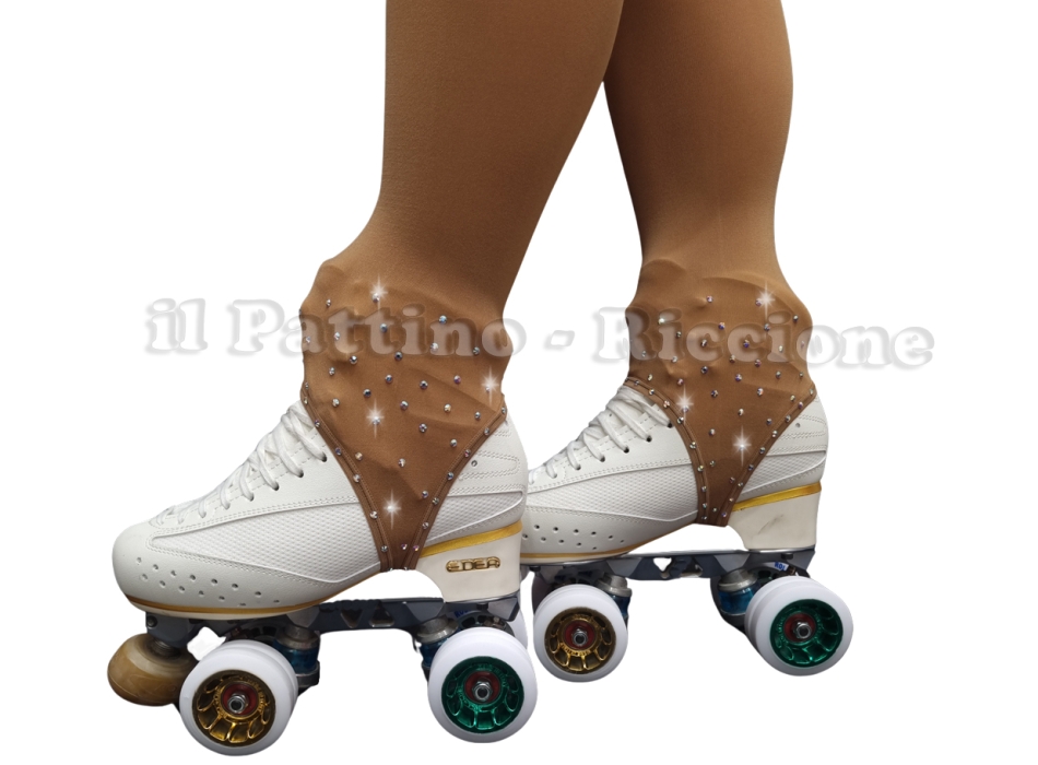 Medias color natural con strass y estribo fireworks