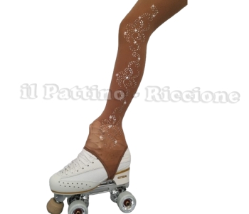 Medias para patinaje color natural con estribo y cristales