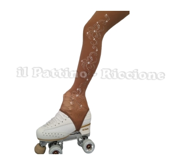 Medias para patinaje color natural con estribo y cristales