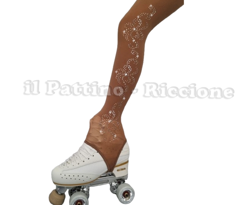 Medias para patinaje color natural con estribo y cristales