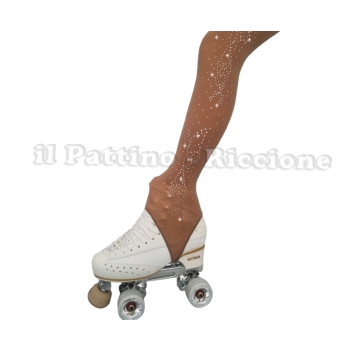 Medias para patinaje color natural con estribo MICRO SHINE MARIPOSA