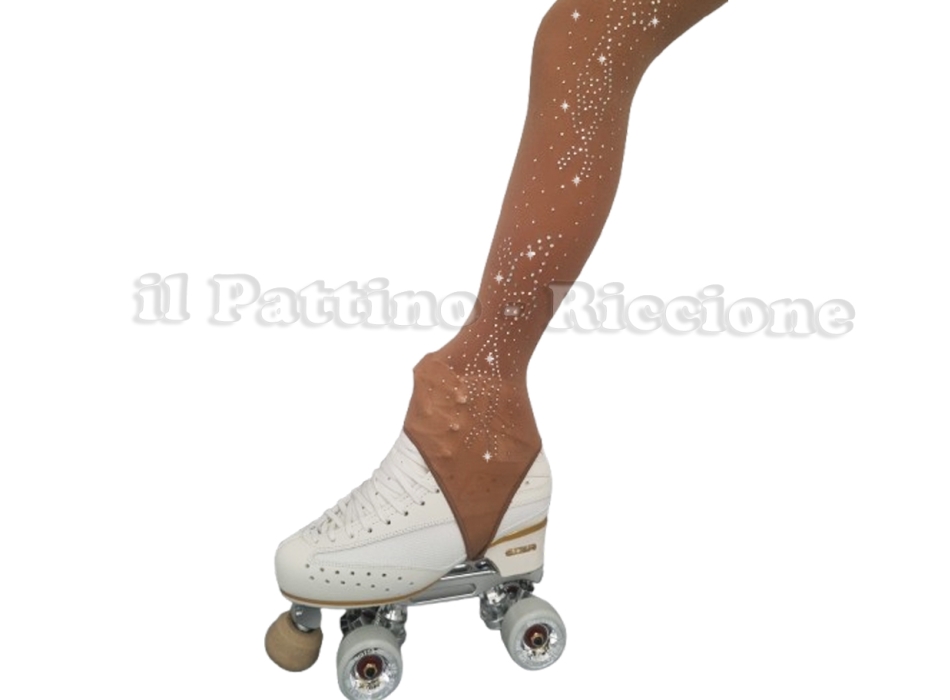 Medias para patinaje color natural con estribo MICRO SHINE MARIPOSA