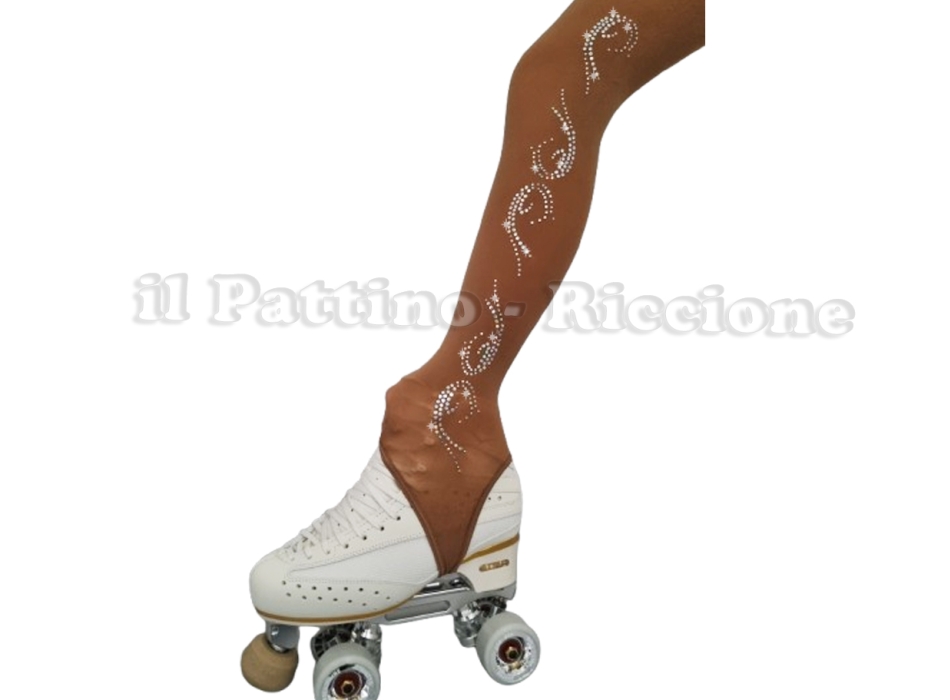 Medias para patinaje color natural con estribo MICRO SHINE OLA