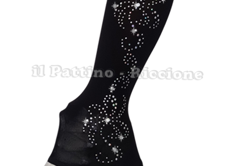 Medias para patinaje color negro con estribo MICRO SHINE FLORE