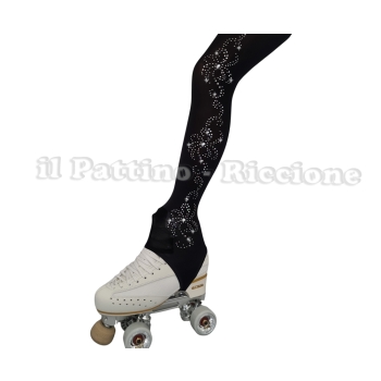 Medias para patinaje color negro con estribo MICRO SHINE FLORE