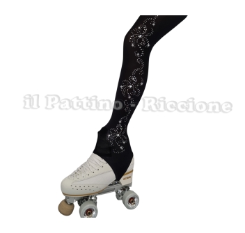 Medias para patinaje color negro con estribo MICRO SHINE FLORE