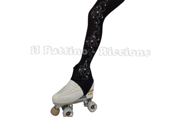 Medias para patinaje color negro con estribo MICRO SHINE FLORE