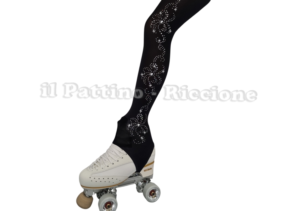 Medias para patinaje color negro con estribo MICRO SHINE FLORE