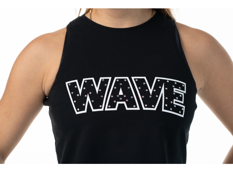 Camiseta sin mangas Wave con strass Blanca