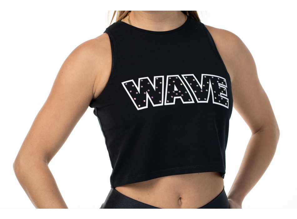 Camiseta sin mangas Wave con strass Blanca