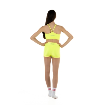 Conjunto deportivo niña WAVE – Short + Top modelo Asia Amarillo Fluo