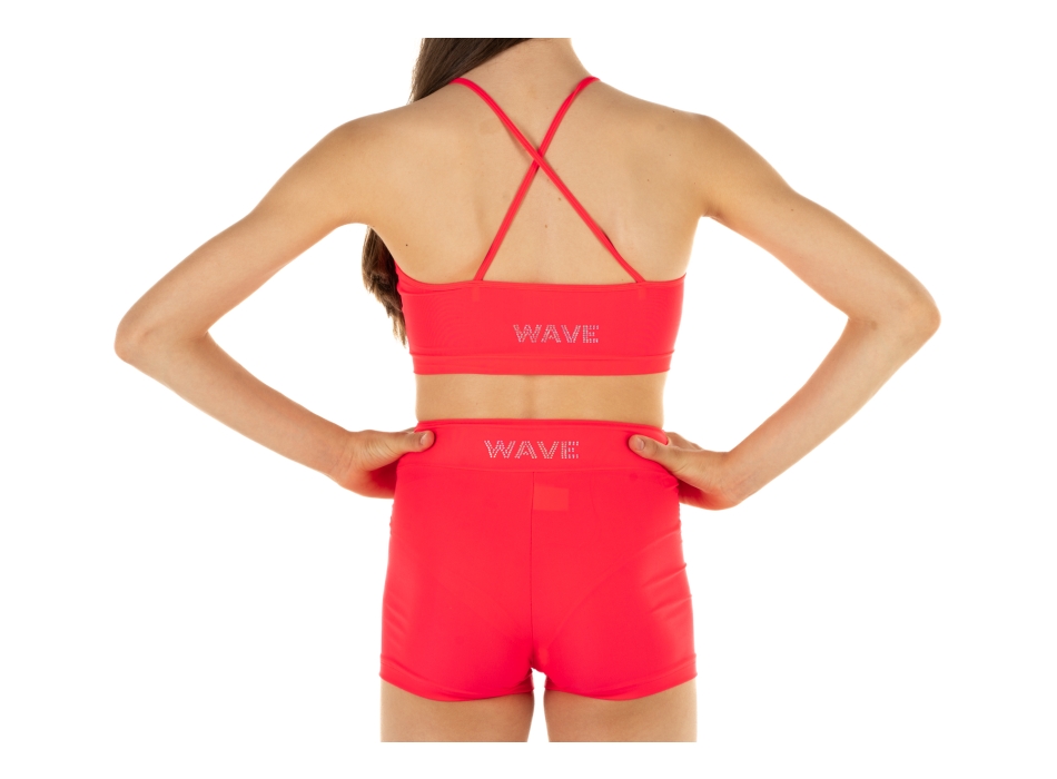 Conjunto deportivo para niña WAVE – Short + Top modelo Emma ROJO FLUO