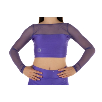 Crop top deportivo de lycra y mangas de red Wave para niña Viola