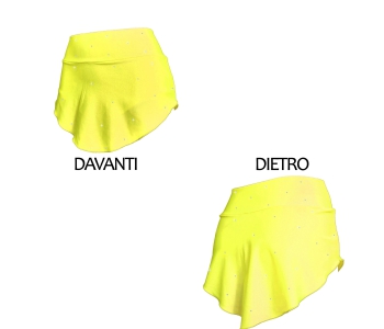 Falda por patinaje amarillo fluo con STRASS