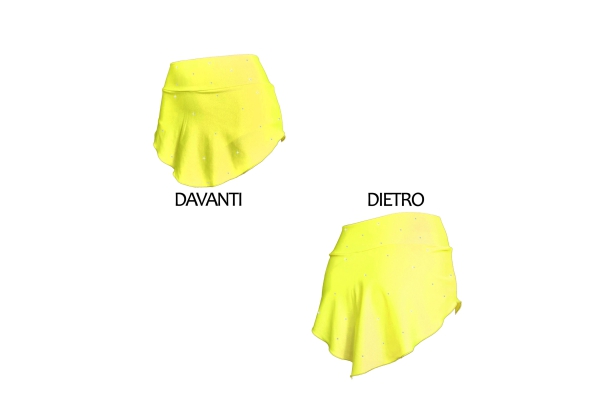Falda por patinaje amarillo fluo con STRASS