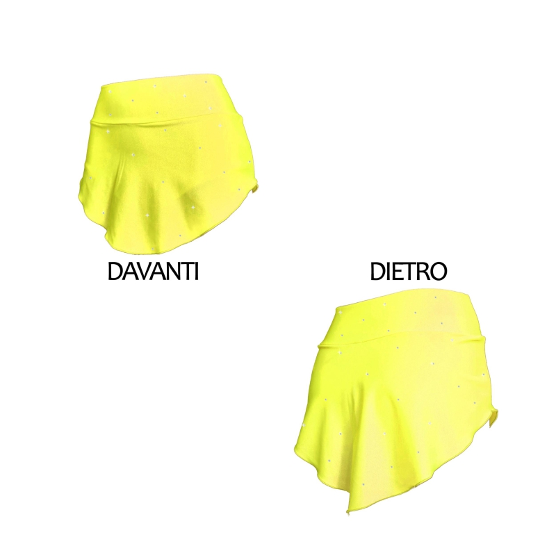 Falda por patinaje amarillo fluo con STRASS