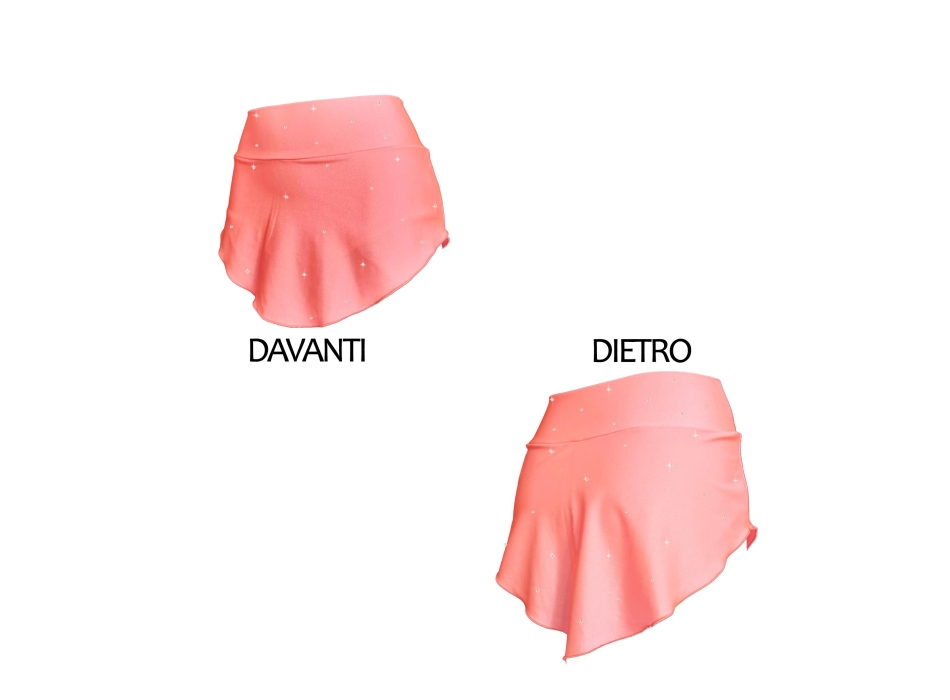 Falda por patinaje melocotón fluo con STRASS