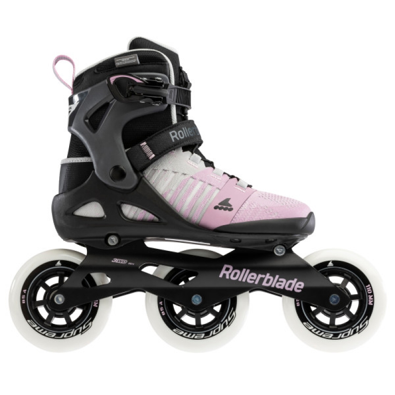Rollerblade Macroblade 110 3WD Womens Adult Fitness Inline Skate Grey and Pink Performance Inline Skates