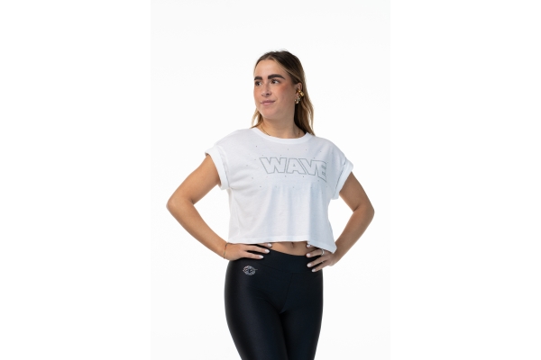 T Shirt Wave Blanca Plata